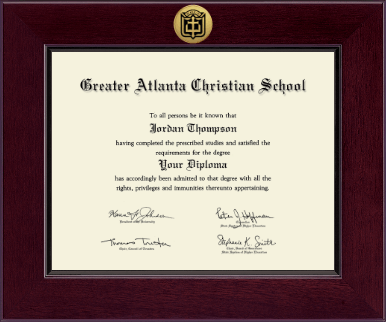 Greater Atlanta Christian School diploma frame - Century Gold Engraved Diploma Frame in Cordova
