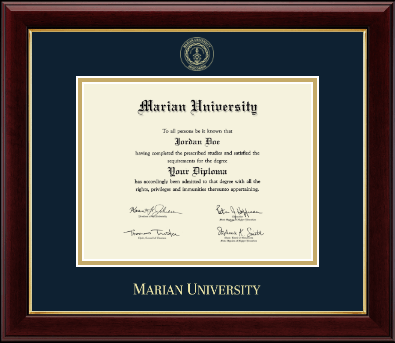 Marian University in Wisconsin diploma frame - Gold Embossed Diploma Frame in Gallery