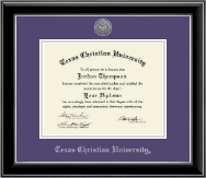 Texas Christian University Silver Engraved Medallion Diploma Frame in Onyx Silver