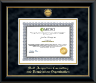 Mold Inspection Consulting and Remediation Organization Gold Engraved Medallion Certificate Frame in Onyx Gold
