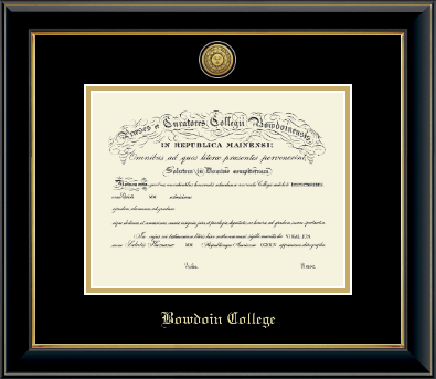 Bowdoin College diploma frame - Gold Engraved Medallion Diploma Frame in Onyx Gold