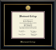 Westmont College diploma frame - Gold Engraved Medallion Diploma Frame in Onyx Gold