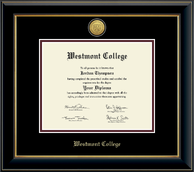 Westmont College diploma frame - Gold Engraved Medallion Diploma Frame in Onyx Gold