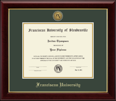 Franciscan University of Steubenville diploma frame - Gold Engraved Medallion Diploma Frame in Gallery
