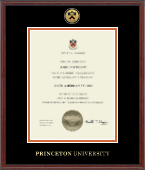 Princeton University Gold Engraved Medallion Certificate Frame in Signet