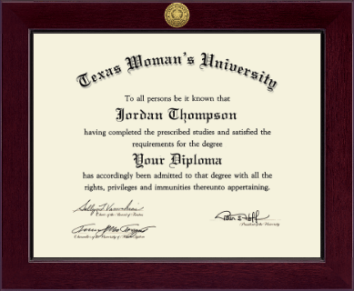 Texas Woman's University diploma frame - Century Gold Engraved Diploma Frame in Cordova