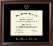 Texas Woman's University diploma frame - Gold Embossed Diploma Frame in Rainier