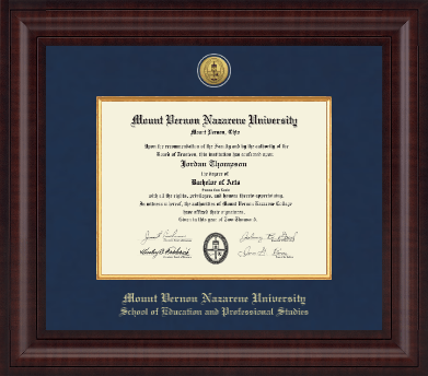 Mount Vernon Nazarene University diploma frame - Presidential Gold Engraved Diploma Frame in Premier