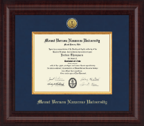 Mount Vernon Nazarene University Presidential Gold Engraved Diploma Frame in Premier