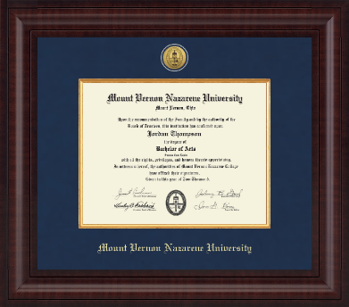 Mount Vernon Nazarene University diploma frame - Presidential Gold Engraved Diploma Frame in Premier