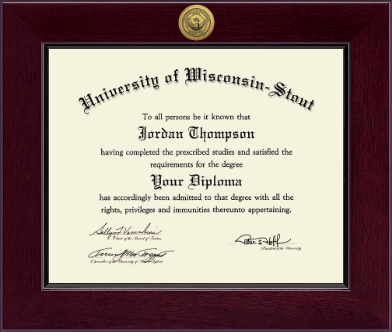 University of Wisconsin-Stout diploma frame - Century Gold Engraved Diploma Frame in Cordova