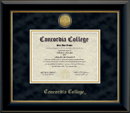 Concordia College Moorhead Gold Engraved Medallion Diploma Frame in Onyx Gold
