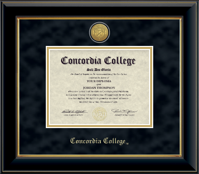 Concordia College Moorhead diploma frame - Gold Engraved Medallion Diploma Frame in Onyx Gold