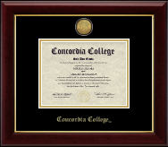 Concordia College Moorhead Gold Engraved Medallion Diploma Frame in Gallery