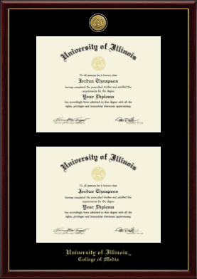 University of Illinois diploma frame - Gold Engraved Double Diploma Frame in Galleria