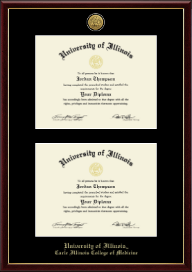 University of Illinois diploma frame - Gold Engraved Double Diploma Frame in Galleria