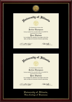 University of Illinois diploma frame - Gold Engraved Double Diploma Frame in Galleria