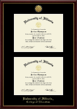 University of Illinois Gold Engraved Double Diploma Frame in Galleria