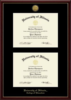 University of Illinois diploma frame - Gold Engraved Double Diploma Frame in Galleria
