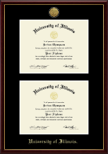 University of Illinois Gold Engraved Double Diploma Frame in Galleria