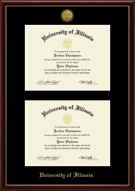 University of Illinois diploma frame - Gold Engraved Double Diploma Frame in Galleria