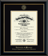 University of Missouri Columbia diploma frame - Gold Embossed Diploma Frame in Onyx Gold
