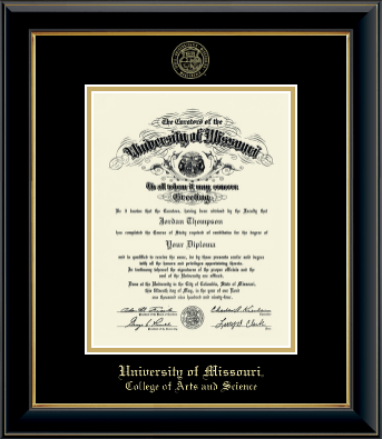 University of Missouri Columbia diploma frame - Gold Embossed Diploma Frame in Onyx Gold