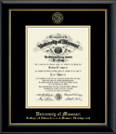 University of Missouri Columbia diploma frame - Gold Embossed Diploma Frame in Onyx Gold