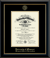 University of Missouri Columbia diploma frame - Gold Embossed Diploma Frame in Onyx Gold