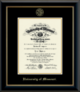University of Missouri Columbia diploma frame - Gold Embossed Diploma Frame in Onyx Gold