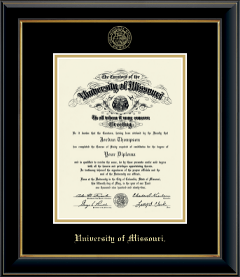 University of Missouri Columbia diploma frame - Gold Embossed Diploma Frame in Onyx Gold