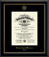 University of Missouri at Rolla diploma frame - Gold Embossed Diploma Frame in Onyx Gold