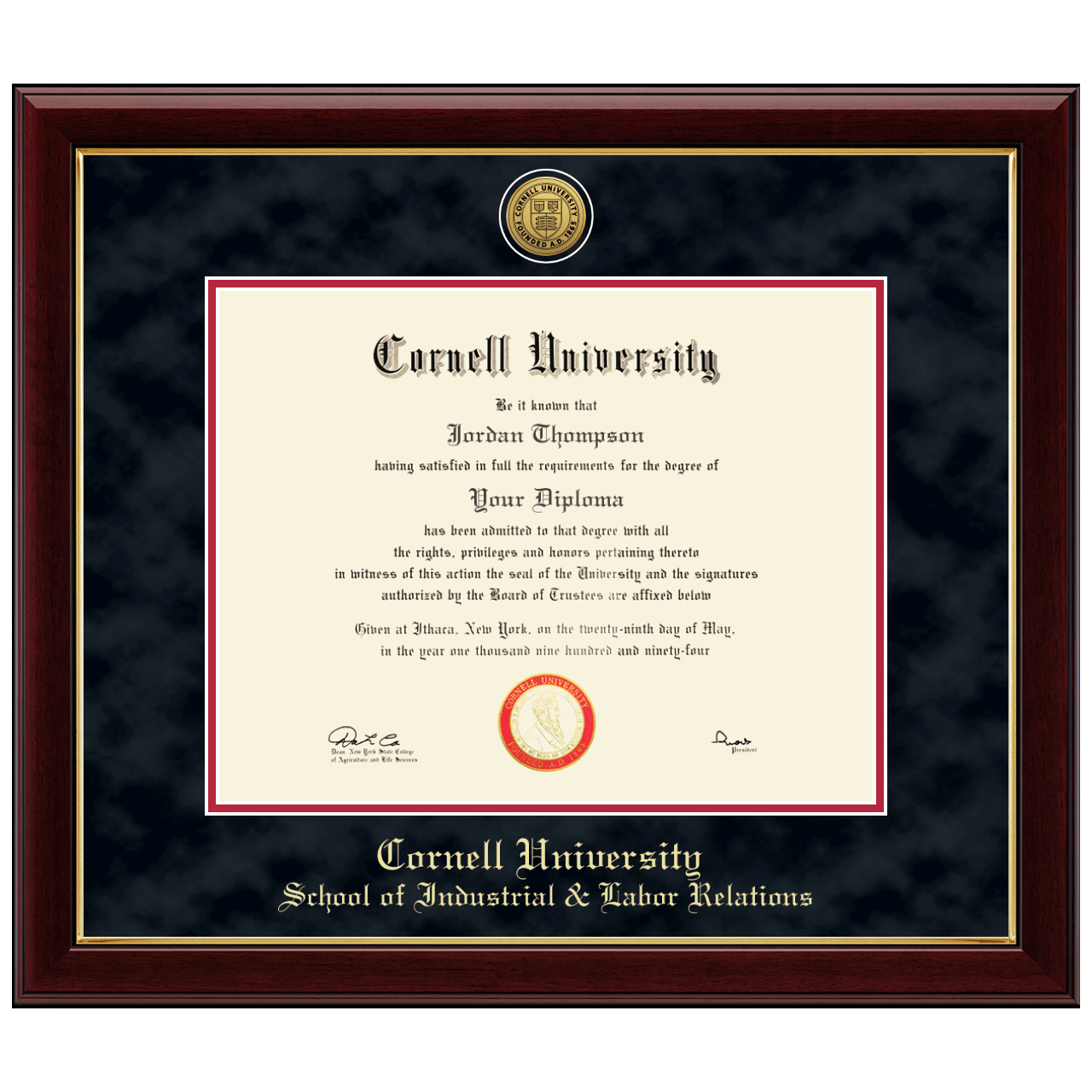 Gold Engraved Medallion Diploma Frame in Gallery Cornell University