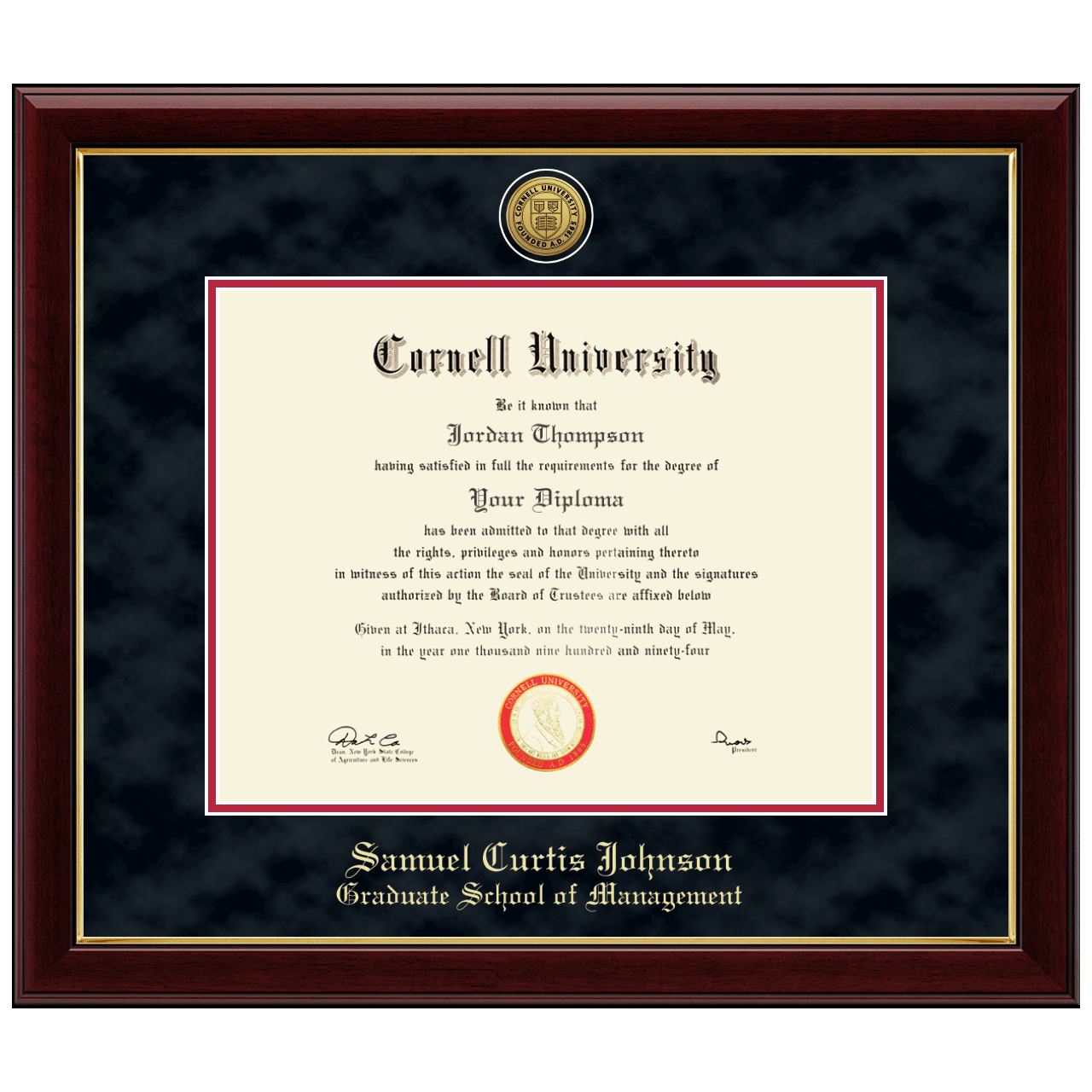 Gold Engraved Medallion Diploma Frame in Gallery Cornell University
