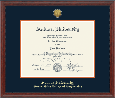 Auburn University diploma frame - Gold Engraved Medallion Diploma Frame in Signature