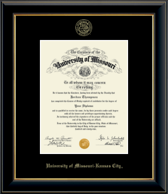 University of Missouri Kansas City diploma frame - Gold Embossed Diploma Frame in Onyx Gold