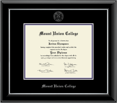Mount Union College diploma frame - Silver Embossed Diploma Frame in Onyx Silver