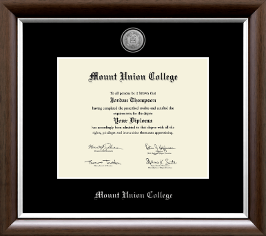 Mount Union College diploma frame - Silver Engraved Medallion Diploma Frame in Devonshire