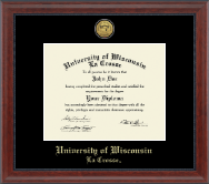 University of Wisconsin La Crosse Gold Engraved Medallion Diploma Frame in Signature