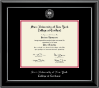 State University of New York Cortland Silver Embossed Diploma Frame in Onyx Silver