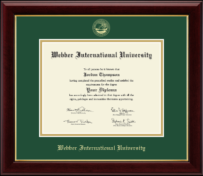 Webber International University diploma frame - Gold Embossed Diploma Frame in Gallery