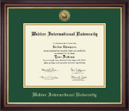 Webber International University Gold Engraved Medallion Diploma Frame in Regency Gold