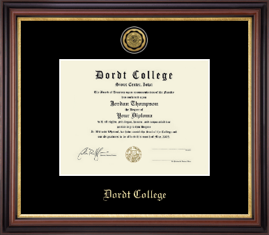 Dordt College diploma frame - Gold Engraved Medallion Diploma Frame in Regency Gold