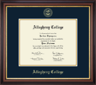 Allegheny College diploma frame - Gold Embossed Diploma Frame in Regency Gold