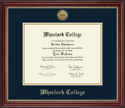 Wheelock College Gold Engraved Medallion Diploma Frame in Kensington Gold