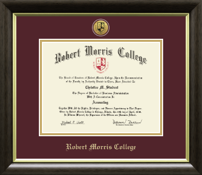 Robert Morris College in Illinois diploma frame - Gold Engraved Medallion Diploma Frame in Hampshire