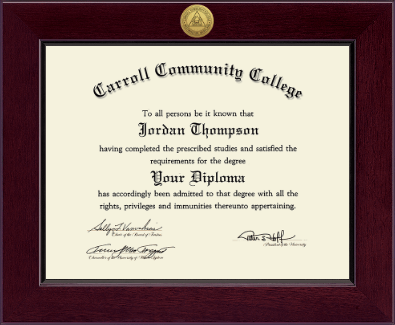Carroll Community College diploma frame - Century Gold Engraved Diploma Frame in Cordova