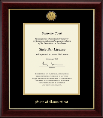 State of Connecticut certificate frame - Gold Engraved Medallion Certificate Frame in Gallery