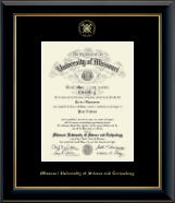 Missouri University of Science and Technology Gold Embossed Diploma Frame in Onyx Gold