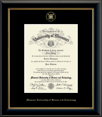 Missouri University of Science and Technology diploma frame - Gold Embossed Diploma Frame in Onyx Gold